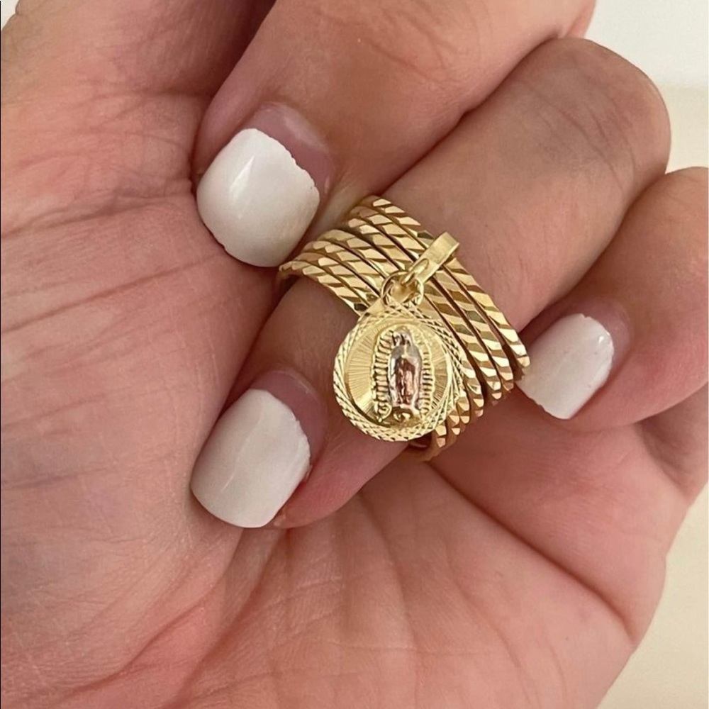 18k Gold Filled Virgen Guadalupe Semanario Ring - Picture 2 of 8